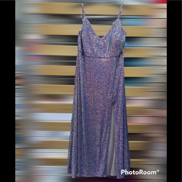 NWT,Morgan & Co Sequin Embellished Gown,rose/lilac - Picture 5 of 17